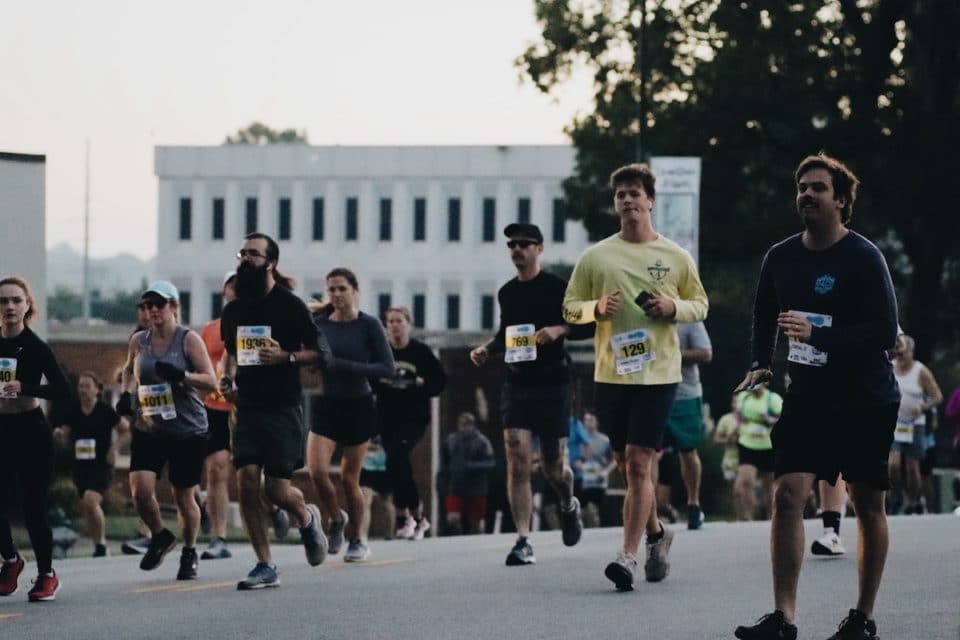 Runners downtown